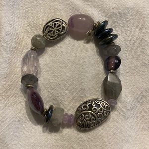 Silpada "Canyon" Purple Amethyst Stretch Bracelet